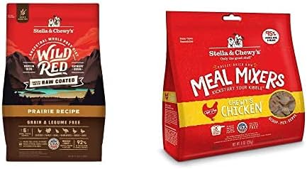 Stella & Chewy's Wild Red Raw Coated Kibble Dry Dog Food Grain Free Pairie Recipe, 3.5lb Bag + Freeze-Dried Raw Meal Mixers Dog Food Topper Chewy's Chicken Recipe, 8oz Bag : Pet Supplies