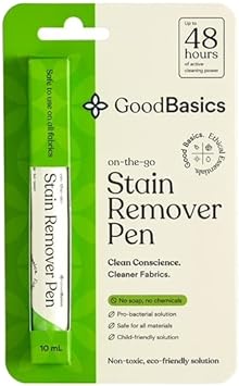 Good Basics All-Natural Stain Remover Pen for Clothing and Fabric - Eco-friendly, Probiotic Formula, Non-Toxic Scrubbing Stick for Baby & Kids Messes, Travel, Work (10 ml, 1 Pack)