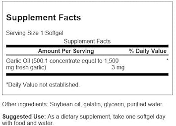 Swanson Garlic Oil Concentrate - Triple Strength 1,500 Mg 500 Sgels 3 Pack