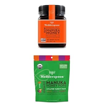 Bundle - Wedderspoon Raw Premium Manuka Honey KFactor 16 (35.2 Oz) and Manuka Honey Lollipops (24 Count) : Grocery & Gourmet Food