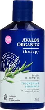 Avalon Organics Therapy Biotin B-Complex Thickening Shampoo, For An Energized Scalp And Thicker, Fuller-Looking Hair, 14 Fluid Ounces