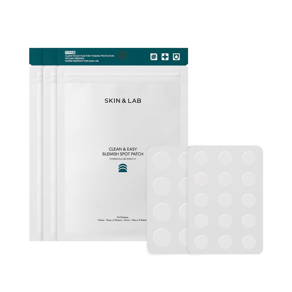 Skin&Lab Clean & Easy Blemish Spot Patch (162 Count), Korean Pimple Patch, Hydrocolloid Spot Treatment For Acnes Blemishes, Two Sizes 10Mm & 12Mm, Made In Korea, Cruelty Free