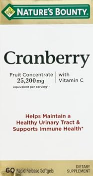 Nature'S Bounty Cranberry Dietary Supplement, Supports Urinary Tract And Immune Health, Softgels, 25,200 Mg, 60 Ct