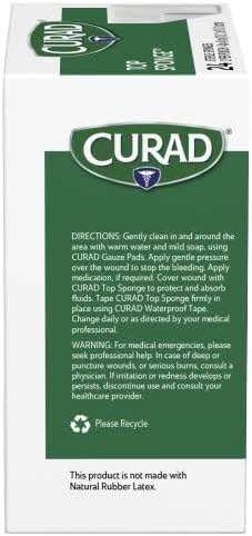 CUARD Post-Op Top Sponge Gauze Pads, Sterile, 4 X 4 Inch