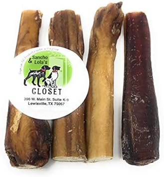 Sancho & Lola's 6-Inch Jumbo Bully Sticks for Dogs 5-Count - Grass-Fed Free-Range Grain-Free Beef Pizzle Dog Chews