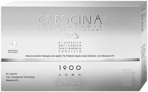 Labo Crescina Transdermic Mps Isole Follicolari Trattamento Completo Ri-Crescita + Anti-Caduta 1900 Cura Capelli Uomo 10+10 Fiale
