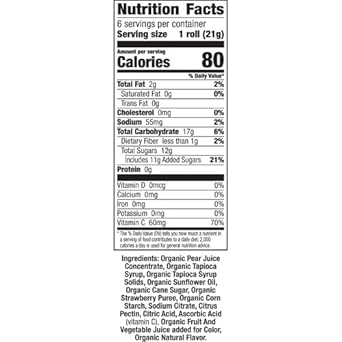Annie'S Organic Fruit Tape, Swirly Strawberry, Non-Gmo And Organic Fruit Flavored Snacks, 6 Rolls, 4.5 Oz