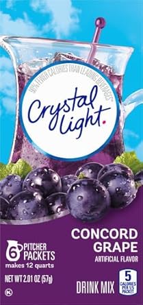 Crystal Light Sugar-Free Concord Grape Low Calories Powdered Drink Mix 6 Count Pitcher Packets