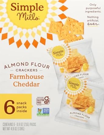 Simple Mills Almond Flour Crackers, Farmhouse Cheddar Snack Packs - Gluten Free, Healthy Snacks, 4.9 Ounce (Pack Of 1)