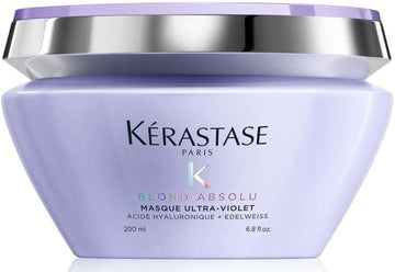 Kérastase Blond Absolu, Anti-Brass Purple Hair Mask, For Lightened & Highlighted Cool Blonde Hair, With Hyaluronic Acid & Edelweiss Flower, Masque Ultra Violet, 200Ml