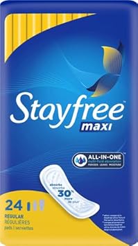 Stayfree Reg Maxi Pad C Size, 24 Count (Pack Of 1), Regular