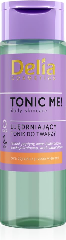Delia Cosmetics - Tonic Me - Firming Tonic - Mature Skin With Discoloration - Retinol, Panthenol, Hyaluronic Acid - Reduces Wrinkles, Smoothes, Soothes, Moisturizes - Vegan Cosmetic - 200Ml