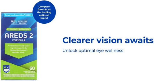 Rite Aid Areds 2 Softgels - 60 Count, Macular Support For Eye And Vision Health, Contains Lutein, Vitamin C, Zeaxanthin, Zinc & Vitamin E, Gluten Free And Soy Free