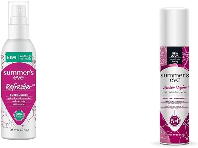 Summer's Eve Amber Nights Feminine Spray Bundle - 1.89 Oz Refresher Mist & 2 Oz Daily Refreshing Spray : Health & Household