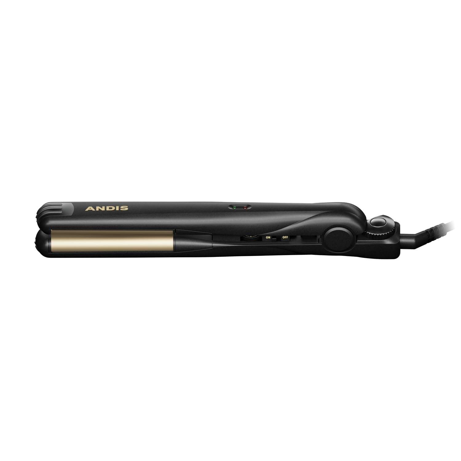 Andis 67695 Professional Curved Edge, 1-inch 450ºF High Heat Tourmaline Nano-Ceramic Hair Flat Iron with Dual Voltage and Auto Shut-Off - Frizz-Free Ceramic Hair Straightener - Black/Gold : Beauty & Personal Care