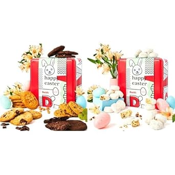 David'S Easter 1Lb Cookie Delights - Assorted Cookies In Happy Easter Tin (1Lb) + Butter Pecan Cookies In Happy Easter Tin (16Oz). A Harmonious Blend Of Flavors For A Delightful Easter Celebration!