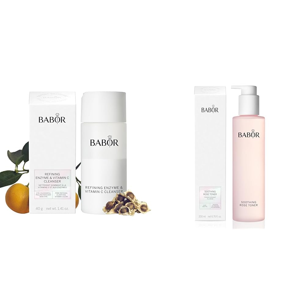 Babor Soothing Rose Toner & Refining Enzyme Vitamin C Cleanser Bundle