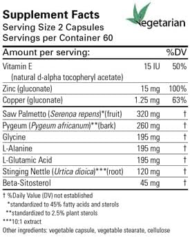 Prostate Plus 120 Vegetarian Capsules | Saw Palmetto 320Mg, Stinging Nettle 120Mg, Pygeum 260Mg, Beta-Sitosterol 45Mg | Glycine, L- Alanine, L-Glutamic Acid, Vitamin E, Zinc, Copper : Health & Household