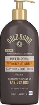 Gold Bond Men'S Essentials Everyday Moisture Daily Body & Hand Lotion, 14.5 Oz., With Vitamin C