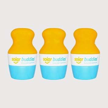 Solar Buddies Sunscreen Applicator - Blue Pack Of 3 - Bpa-Free Refillable Roll On Sponge Sunscreen, Suncream & Lotion Applicator For Kids, Adults & Families - Holds 3.4Fl Oz, Perfect Size For Travel