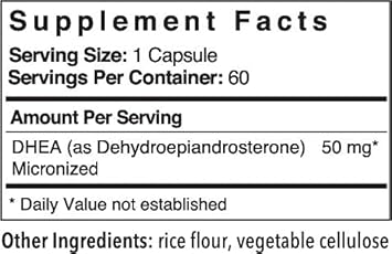 Patient One Dhea 50 Mg | Supplement To Support Positive Mood, Energy Levels, And Endocrine Health* | Micronized For Enhanced Absorption | 60 Capsules