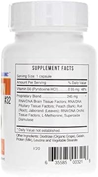 Systemic Formulas #32 Bio Function Gb Pituitary/Pineal 60 Capsules. Supports Mental Clarity And Focus And Normal Circadian Rhythms