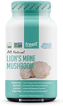 Organic Lions Mane Mushroom Capsules - Strongest DNA Verified Formula - Rich in Alpha Glucan - Powerful Superfood Supplement - Brain, Immune System Benefits - Vegan Friendly