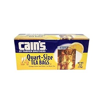 Cain'S Orange Pekoe & Pekoe Cut Black Tea Quart Size Tea Bags, 24 Count