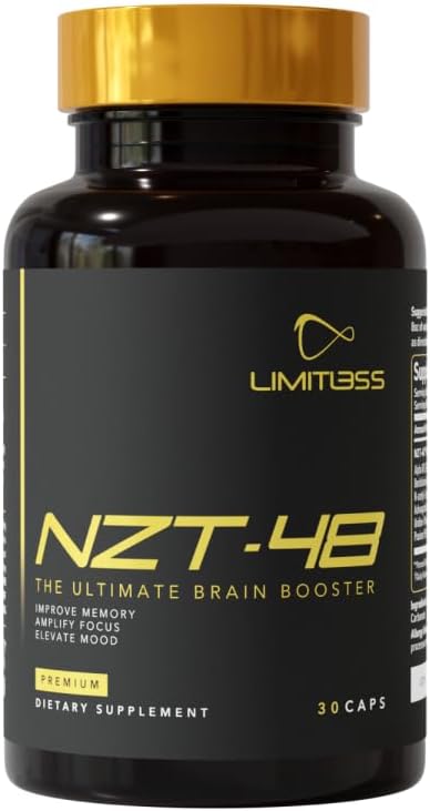 Nzt-48 Premium Brain Booster - Nootropic - Brain Supplement For Memory + Focus + Natural Energy - Caffeinated, Phosphatidylserine, Vitamins B6 B12-30Ct Capsules