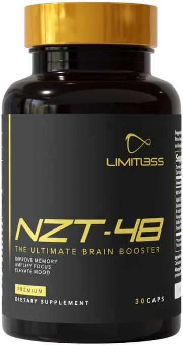 Nzt-48 Premium Brain Booster - Nootropic - Brain Supplement For Memory + Focus + Natural Energy - Caffeinated, Phosphatidylserine, Vitamins B6 B12-30Ct Capsules
