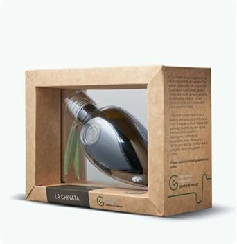 Glass Olive "Spanish Association Against Cancer" Iconic Olive Shaped Bottle Of Evoo Chamomile Cacereña