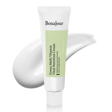 Bonajour Vegan Natural Green Multi Vitamin Moisturizing Cream For Face - 70% Vitamin, Anti Aging & Brightening, Remove Dark Spot 1.7 Fl. Oz