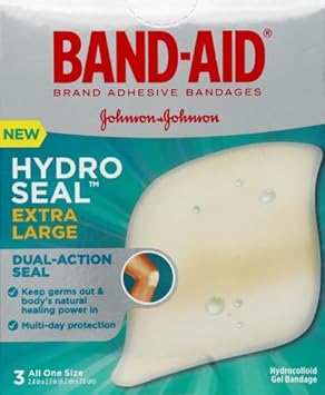 Band-Aid Brand Hydro Seal Adhesive Hydrocolloid Gel Bandages For Wound Care & Blister Relief, All Purpose Waterproof & Shower Proof Blister Pad, Sterile & Long-Lasting, Extra Large, 3 Ct