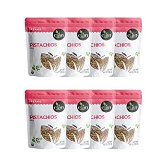 Elan Organic Raw Pistachios, Unsalted Kernels, No Shell,Pistachio Nuts, Non-Gmo, Vegan, Gluten-Free, Kosher, Healthy Snacks, 8 Pack Of 4.8 Oz