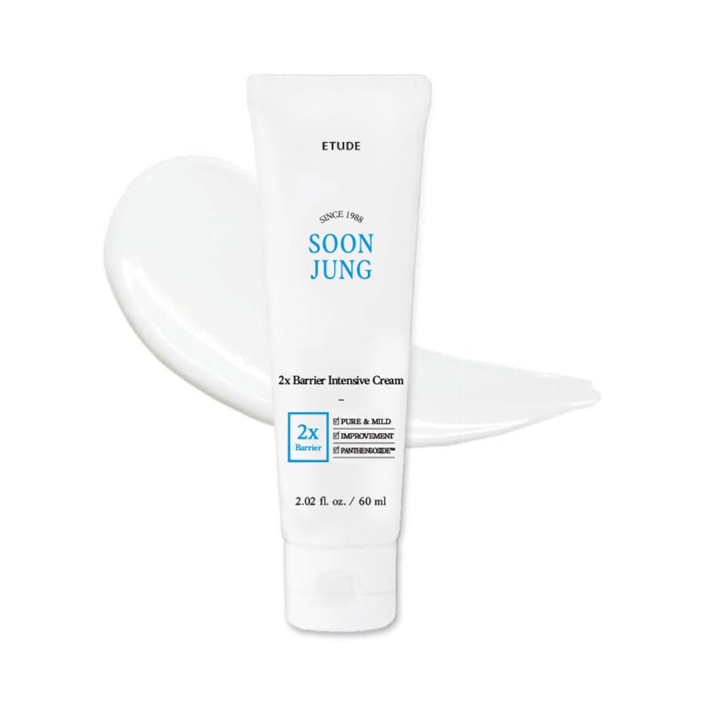 Etude Soonjung 2X Barrier Intensive Cream 60Ml (21Ad) | Hypoallergenic Shea Butter Hydrating Facial Cream For Sensitive Skin, Water-Oil Balance & Panthenol For Damaged Skin | Korean Skin Care
