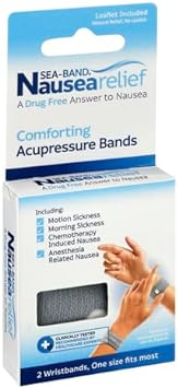 Sea-Band Anti-Nausea Acupressure Wristband for Motion & Morning Sickness, 1 Pair, Gray