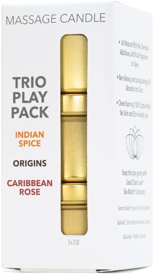 Good Clean Love Massage Candle Trio Play Pack with Origins, Caribbean
