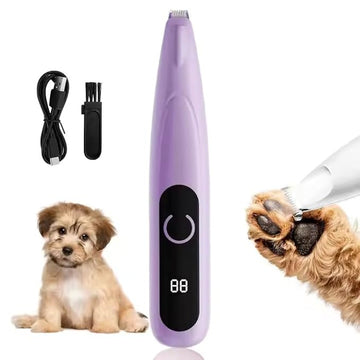 Electric Pet Paw Hair Trimmer – Quiet USB Rechargeable Cat & Dog Grooming Clipper for Feet, Soles, Ears & Face with LED Light