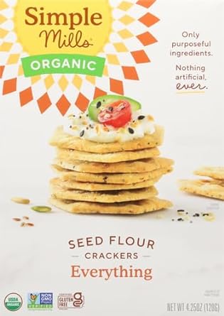 Simple Mills Organic Seed Crackers, Everything - Gluten Free, Vegan, Healthy Snacks, Paleo Friendly, 4.25 Ounce (Pack of 1)