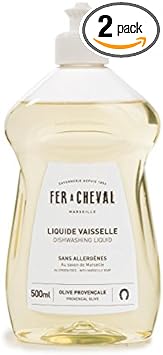 Fer à Cheval Dishwashing Liquid, Bottle Dish Soap Liquid, Provencal Olive Savon De Marseille Dish Detergent Liquid, Olive Oil Based from France, 16.9 fl oz - 2 Pack : Health & Household