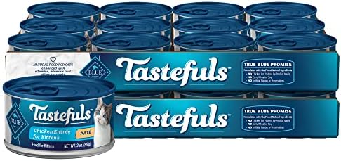 Blue Buffalo Tastefuls Wet Cat Food Paté for Kittens, Made with Natural Ingredients | Chicken Entrée, 3-oz. Cans (24 count ) : Pet Supplies