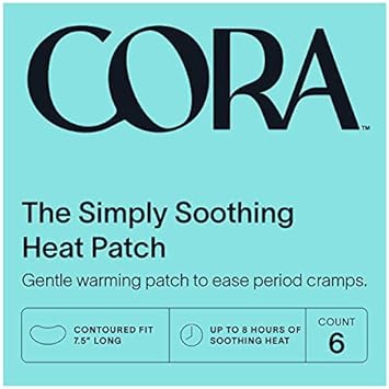 Cora Heat Relief Patch Soothe Cramps for up to 8 Hours with Heat from Activated Carbon | Adheres to Your Clothes to Ease Cramps Exactly Where You Need it