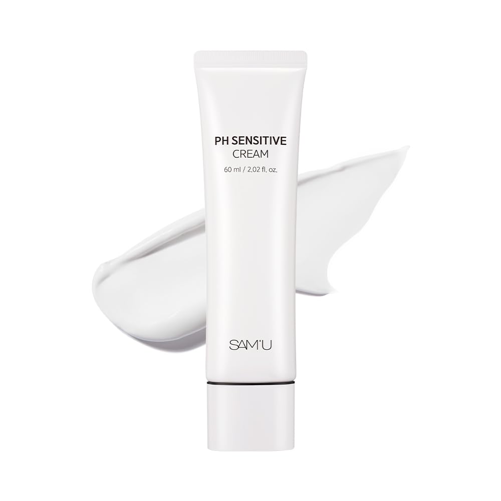 Sam'U Ph Sensitive Cream– Face Moisturizer With Ceramide, Hyaluronic Acid & Allantoin & Centella, Long-Lasting Hydration, Quick Absorbing Formula, Hypoallergenic Korean Skin Care 2.02 Fl Oz