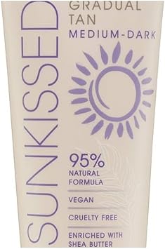Sunkissed Gradual Tan Medium - Dark 200Ml - 95% Natural Formula - Vegan - Cruelty Free - Shea Butter