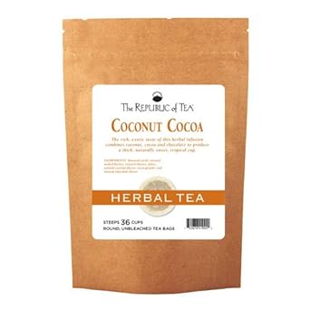 The Republic Of Tea Coconut Cocoa Cuppa Chocolate Herb Tea, 36 Tea Bags, Gourmet Low Caffeine Dessert Tea