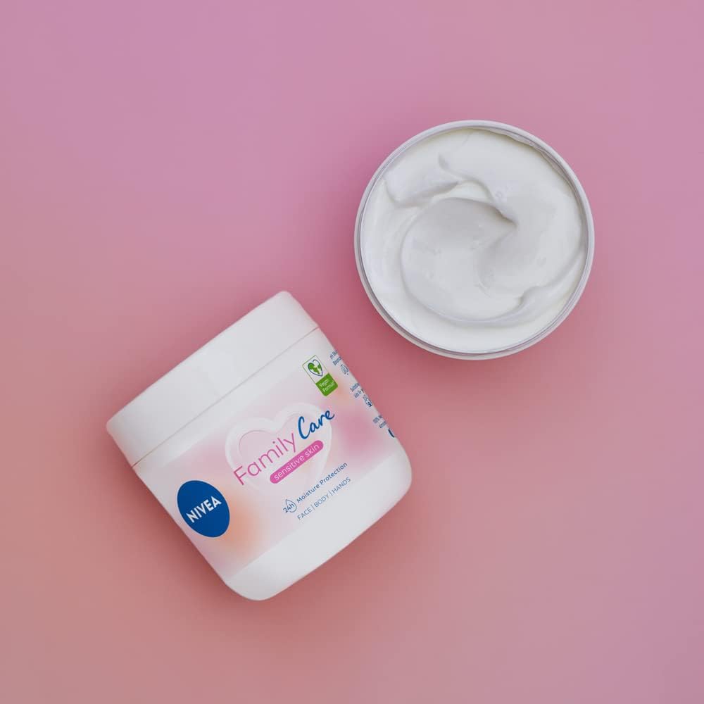 Nivea Almond, Family Care Sensitive Moisturising Cream, Body Cream For Dry Skin, Sensitive Skin Moisturiser With Natural Almond Oil, Suitable For The Whole Family, 450 Ml (Pack Of 1)