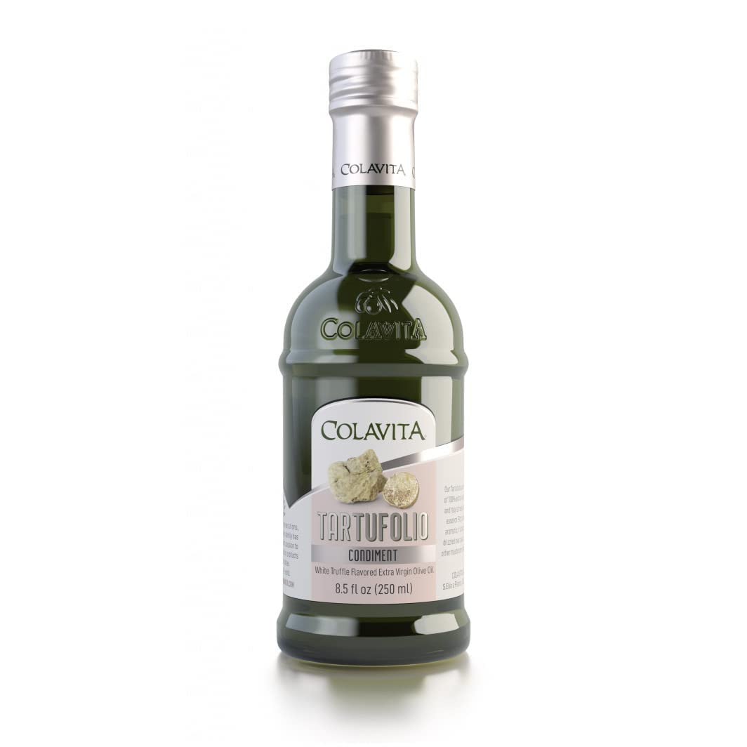 Colavita Flavored EVOO - Tartufolio Condiment, White Truffle Flavored Extra Virgin Olive Oil, 8.5oz Glass Bottle