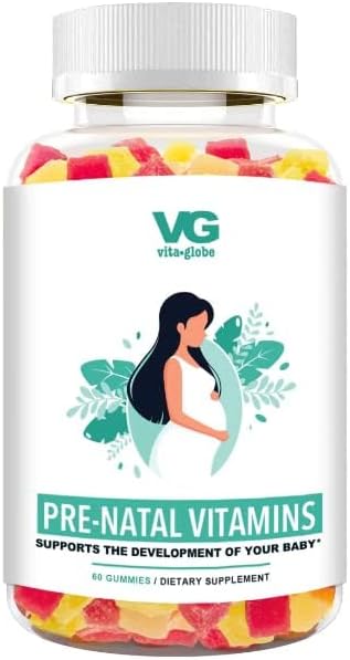 Vitaglobe Prenatal Vitamin Gummy - Womens Multivitamin For Healthy Growth And Brain Development With Vitamin A, D E, B6, Folate And Biotin, 60 Count