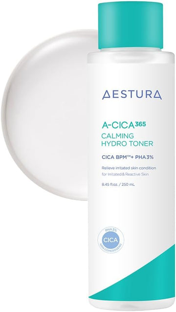 Aestura A-Cica365 Calming Hydro Toner, Daily Soothing Toner For Sensitive Skin, Cica Bpm Complex, Pha 3%, Dead Skin Cell Care, Dermatologist Tested, Korean Skin Care, 8.56 Fl Oz