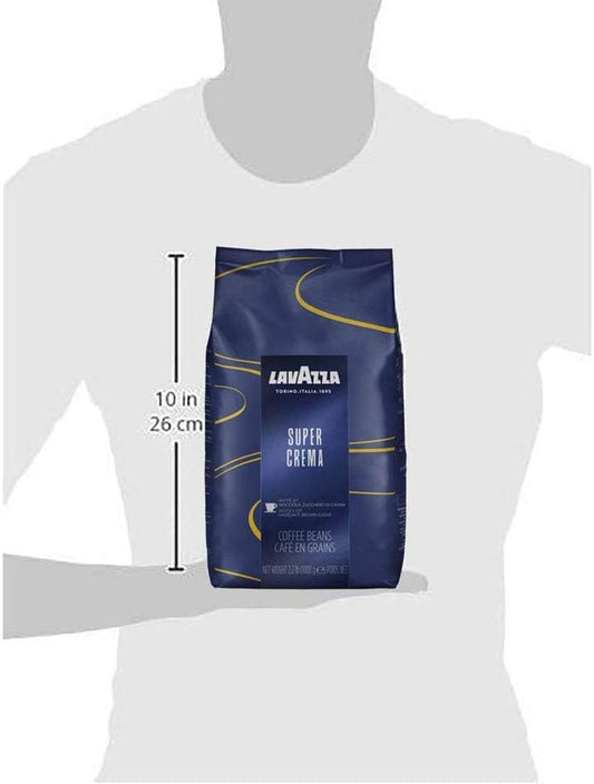 Lavazza Super Crema Whole Bean Coffee Blend, Light-Medium Espresso Roast, 2.2 Pound (Pack Of 1) ,Premium Quality, Aromatic, Mild And Creamy